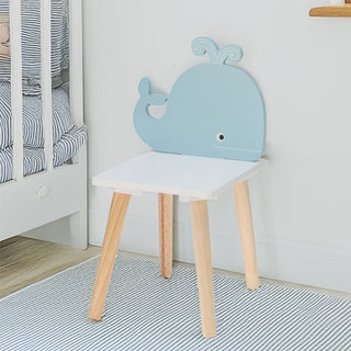 Children’s Wooden Whale Chair | Small Wooden Stool for Kids - 24x29.5x52cm