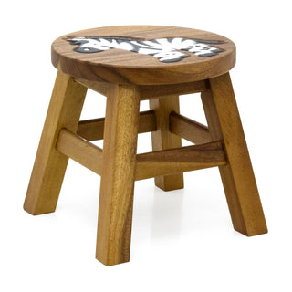 Children's Wooden Zebra Stool | Small Round Animal Footstool for Kids - 25cm