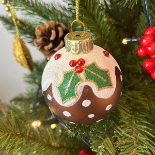 Christmas Pudding Bauble | Novelty Hanging Ornament for Christmas Tree - 6cm