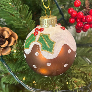 Christmas Pudding Bauble | Novelty Hanging Ornament for Christmas Tree - 6cm