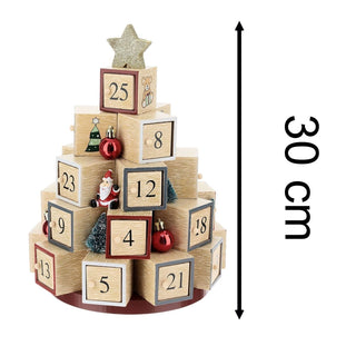 Christmas Tree Advent Calendar | Wooden Toy Block Tree with Glittery Star - 30cm