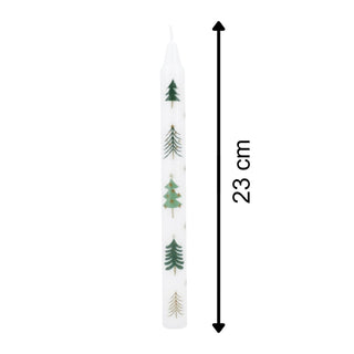 Christmas Tree Dinner Candle | Tall Unscented Taper Christmas Candle - 23cm