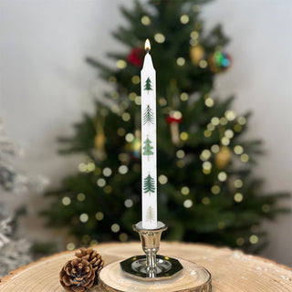 Christmas Tree Dinner Candle | Tall Unscented Taper Christmas Candle - 23cm