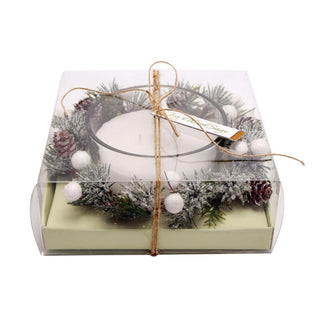 Christmas Wreath Candle Pot Ornament ~ Xmas Table Centrepiece Decoration