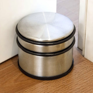 Chunky Stainless Steel Doorstop | Heavy Duty Silver Metal Door Stop - 9x8cm