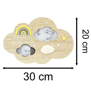 Cloud Shaped 2 Aperture New Baby Photo Frame | Wooden Newborn Picture Frame