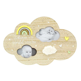 Cloud Shaped 2 Aperture New Baby Photo Frame | Wooden Newborn Picture Frame