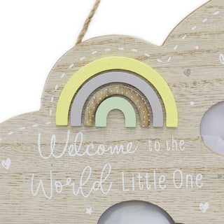 Cloud Shaped 2 Aperture New Baby Photo Frame | Wooden Newborn Picture Frame