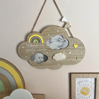 Cloud Shaped 2 Aperture New Baby Photo Frame | Wooden Newborn Picture Frame