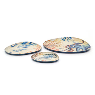 Set of 3 Nautical Trays | Ocean-Themed Abstract Vanity, Perfume & Bathroom Trays