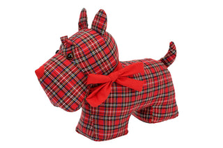 Handsome Red Scottie Tartan Dog Doorstop ~ Animal Door Stop