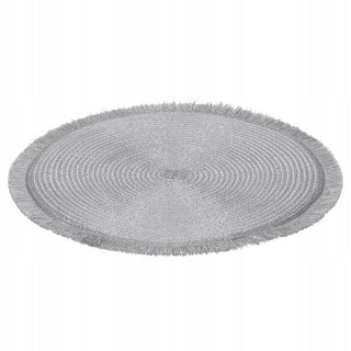 Silver Shimmer Round Placemat | Elegant Silver Woven Table Place Mat - 35cm