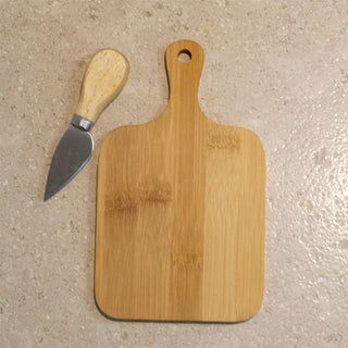 Mini Bamboo Cheese Board & Knife | Small Wooden Cheese Serving Platter - 20cm