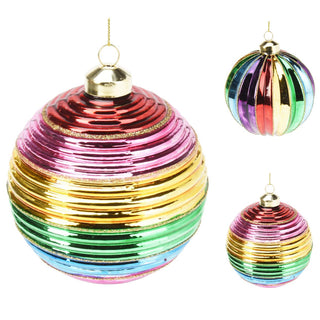 Large Rainbow Christmas Bauble | Multicoloured Christmas Tree Ornament - 10cm