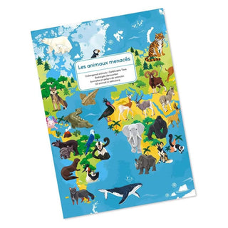 Janod Endangered Animals Puzzle | 200 Pc 3D Animal World Map Educational Jigsaw