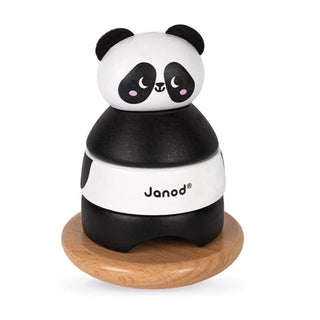 Janod Panda Tumbler | Wooden Stacking & Rocker Early Learning Toy | Age 12m+