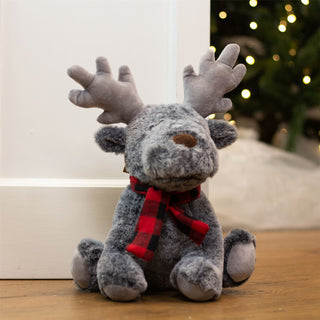 Alfie Reindeer Doorstop | Christmas Door Stop with Antlers & Checkered Scarf