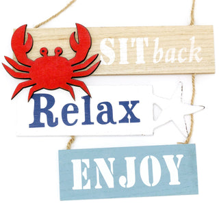 21cm Wooden Relax Hanging Seaside Sign | Nautical Decoration, Home Decoration