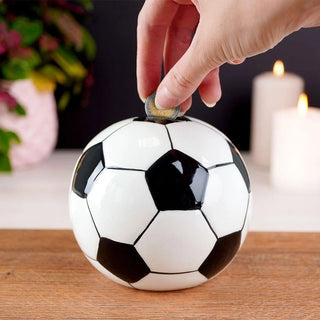 Kids Football Piggy Bank | Ceramic Soccer Money Box Child’s Saving Pot - 10cm