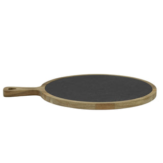 Round Wood & Slate Serving Board | Serving Platter Grazing Board - 40cm