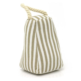 Beige Stripe Fabric Doorstop | Triangular Weighted Door Stop with Handle 1.2kg