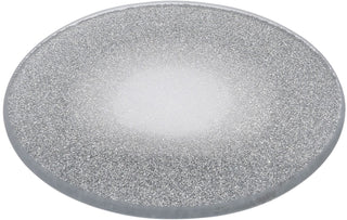 Round Glitter Glass Mirror Candle Plate Stand - Silver Sparkle Candles Coaster 15cm