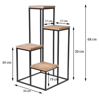 Elegant Metal & Wood Flower Pot Stand With Four Shelves | 4 Tier Plant Stand 67cm