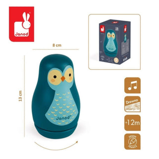 Janod Wooden Owl Music Box | Wind Up Owl Musical New Baby Nursery Decoration