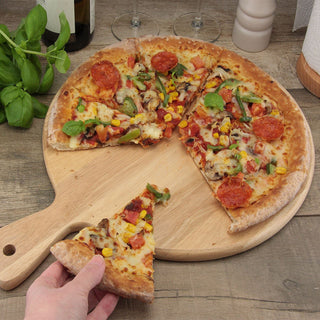 34cm Hevea Wood Pizza Board | Wooden Pizza Platter Serving Sharing Pizza Board | Pizza Serving Board Presentation Board