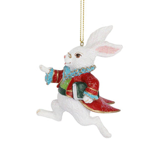 White Rabbit Christmas Bauble Alice in Wonderland Christmas Tree Ornament - 9cm