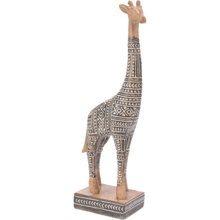 Aztec Giraffe Ornament | Polystone Wildlife Safari Animal Giraffe Statue - 31cm