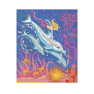 Janod Dolphins Paint By Numbers Set | 2 Watercolour Paintings | Arts & Crafts 7+