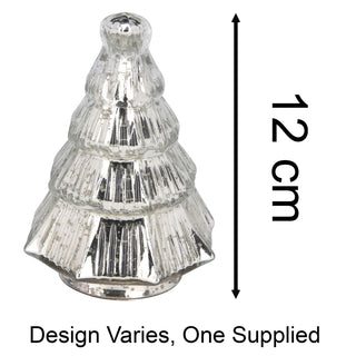 Silver Glass Christmas Tree | Freestanding Mottled Gold Tree Ornament - 13cm