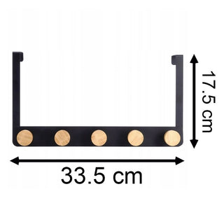 Black Over Door Hanger | Over The Door Coat Rack With 5 Hanger Hooks - 33x18cm