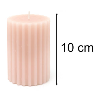 Pink Ribbed Pillar Candle | Church Pillar Candle Votive Lantern Candle - 10cm