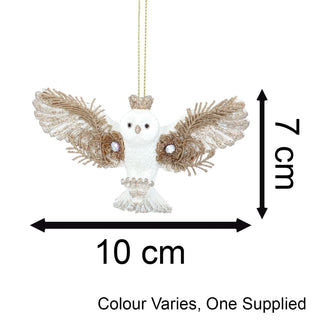 Diamante Owl Christmas Bauble | Resin Owl Christmas Tree Hanging Ornament