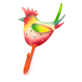 Dotty Painted Bird Wall Hook Key Hook | Metal Bird Wall Mounted Coat Hanger Peg | Decorative Multi Coloured Metal Wall Door Hook - Design Varies One Supplied