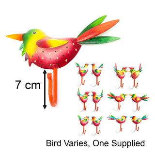 Dotty Painted Bird Wall Hook Key Hook | Metal Bird Wall Mounted Coat Hanger Peg | Decorative Multi Coloured Metal Wall Door Hook - Design Varies One Supplied