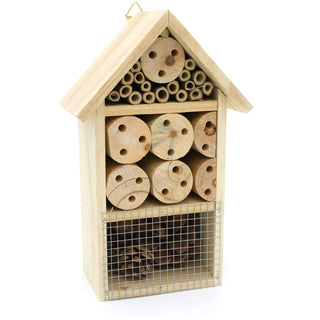 Wooden Insect Hotel - 25cm Wooden Insect House - Garden Bug Hotel Nesting Habitat for Bees, Butterflies, Ladybirds