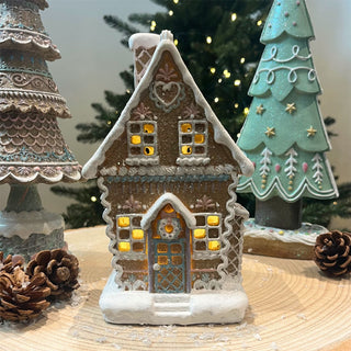 LED Gingerbread House | Light-Up Christmas Gingerbread House Ornament - 20cm