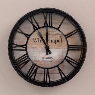 London Whitechapel Vintage Wall Clock | Antique Effect, Roman Numerals - 20cm