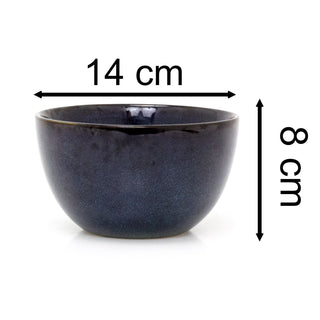 Blue Reactive Glaze Stoneware Bowl | Round Cereal & Pasta Serving Bowl - 660ml