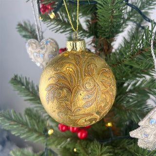 Gold Rococo Christmas Bauble | Baroque Christmas Tree Hanging Ornament - 8cm