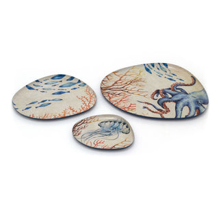 Set of 3 Nautical Trays | Ocean-Themed Abstract Vanity, Perfume & Bathroom Trays