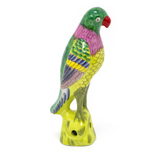 Vibrant Porcelain Parrot Ornament | Ceramic Bird Statue Parrot Sculpture - 27cm