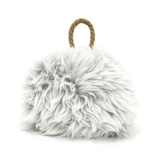 Faux Fur Doorstop | Plush Fluffy Weighted Door Stop With Jute Handle - 15cm