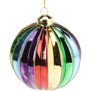 Large Rainbow Christmas Bauble | Multicoloured Christmas Tree Ornament - 10cm