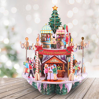 3D Winter Market Christmas Advent Calendar Pop-Up Pirouette Countdown Calendar