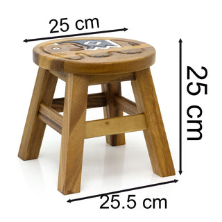 Children's Wooden Elephant Stool | Small Round Animal Footstool for Kids - 25cm