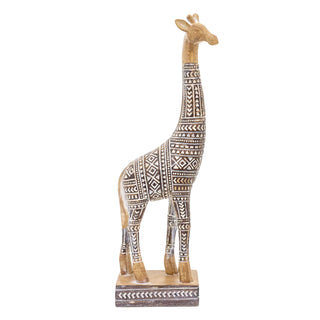 Aztec Giraffe Ornament | Polystone Wildlife Safari Animal Giraffe Statue - 31cm